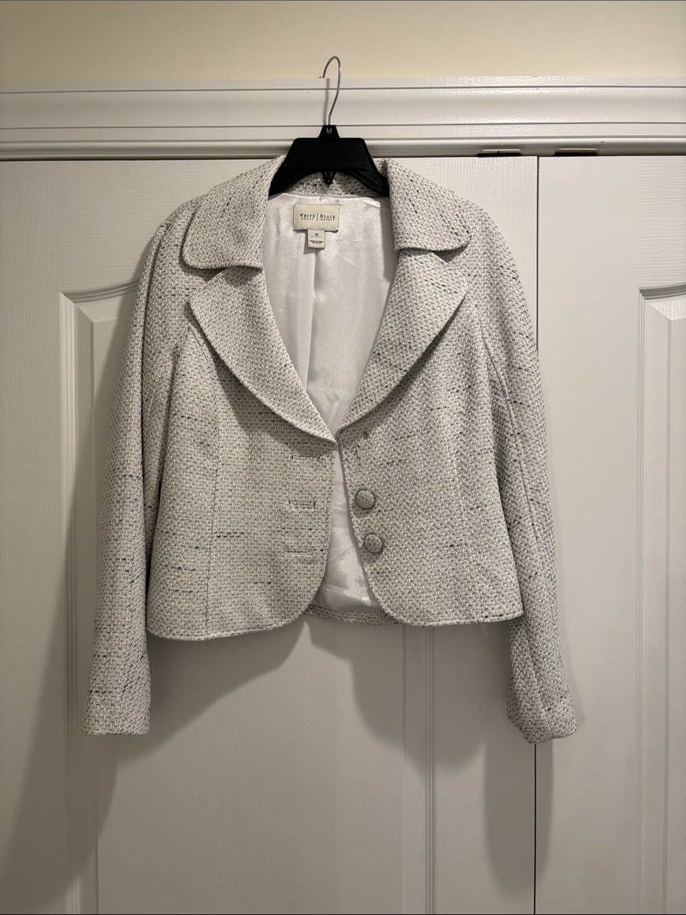 White House Black Market Ivory Cropped Textured Blazer